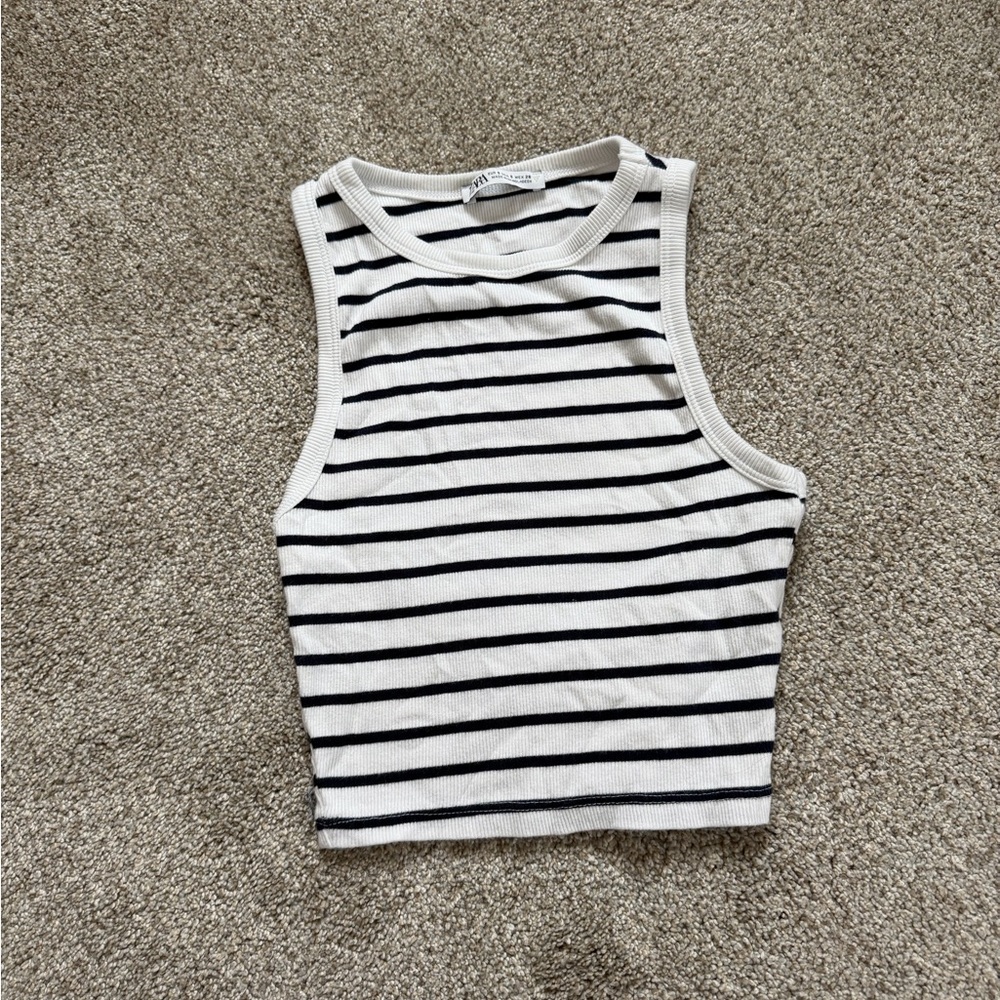 Zara striped high neck crop top